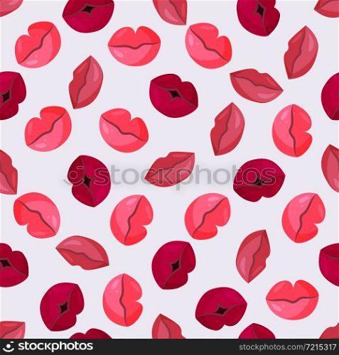 Seamless pattern with juicy bright lips. Sexy female lips on a white background. Vector