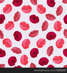 Seamless pattern with juicy bright lips. Sexy female lips on a white background. Vector