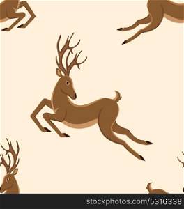 Seamless Pattern with Jumping Deers, Retro Texture with Moving Stags. Seamless Pattern with Jumping Deers, Retro Texture with Moving Stags - Illustration Vector