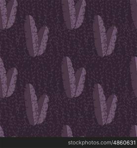 Seamless pattern with jungle palm leaves on purple background, vector illustration