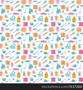 Seamless pattern with kitchen items in retro style.. Vector Seamless pattern with kitchen items in retro style.