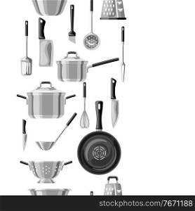 Seamless pattern with kitchen utensils. Cooking tools for home and restaurant.. Seamless pattern with kitchen utensils.
