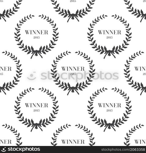 Seamless pattern with laurel wreaths Vector illustration in black and white color