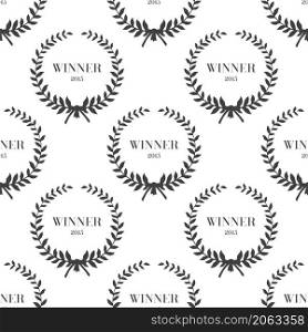 Seamless pattern with laurel wreaths Vector illustration in black and white color