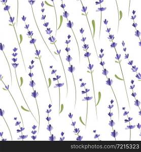 Seamless pattern with lavender branches. Background for packaging, textiles, printing products with a delicate floral pattern. Vector illustration.