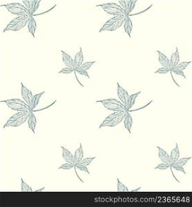 Seamless pattern with leaves hand engraved. Botanical foliage background. Template for interior design, wrapping and wallpaper vector illustration