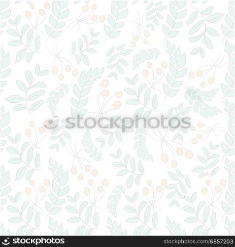 Seamless pattern with leaves in vintage style. Seamless pattern for your design wallpapers, pattern fills, web page backgrounds, surface textures. Vector illustration