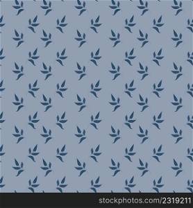 Seamless pattern with leaves on a blue background. Template for interior design, wallpaper, fabric, clothing, blanket, plaid, carpet, paper. Calm flat pattern.. Seamless pattern with leaves on a blue background