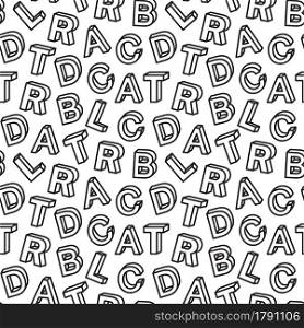Seamless pattern with letters on white background. Graphic style with alphabet for logo, pictogram, design infographic elements
