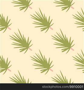 Seamless pattern with light green coniferous branch silhouettes. Light pink background. Forest pine ornament. Designed for fabric design, textile print, wrapping, cover. Vector illustration.. Seamless pattern with light green coniferous branch silhouettes. Light pink background. Forest pine ornament.