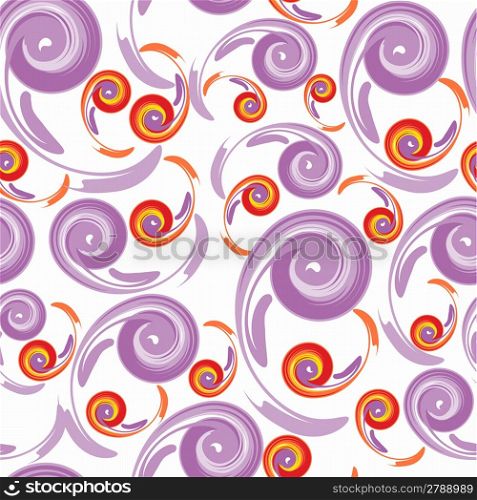 Seamless pattern with lilac and orange curls on a white background(can be repeated and scaled in any size)