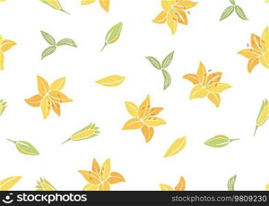 Seamless pattern with lily flowers. Beautiful decorative plants. Natural background.. Seamless pattern with lily flowers. Beautiful decorative plants.
