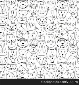 Seamless pattern with line cats. Textile pattern, wrapping paper vector illustration.. Seamless pattern with line cats. Textile pattern, wrapping paper vector illustration