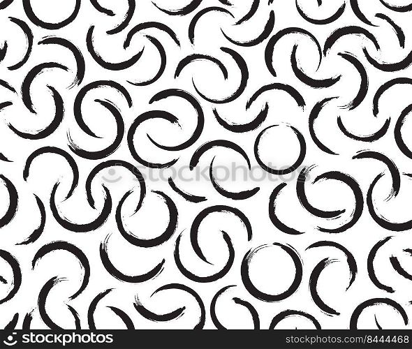 Seamless pattern with linear arches. Black semi circles on a white background