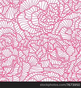 Seamless pattern with linear roses. Beautiful decorative stylized summer flowers.. Seamless pattern with linear roses.