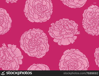 Seamless pattern with linear roses. Beautiful decorative stylized summer flowers.. Seamless pattern with linear roses.