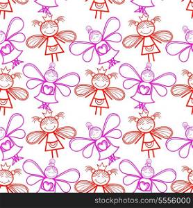 Seamless pattern with little fairies