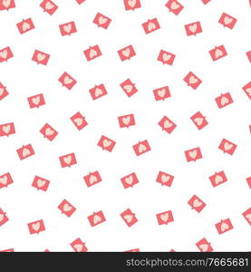 Seamless pattern with love notification symbol for Happy Valentine’s day. Colorful flat illustration.