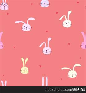 Seamless pattern with lovely bunny background, Cute rabbit art for kids, Vector illustration for gift wrap and fabric design.