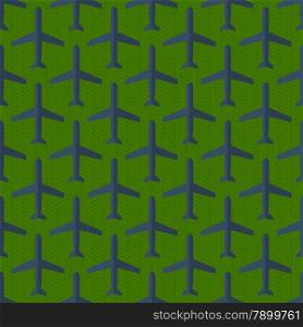 Seamless pattern with many flat styled military planes on the ground