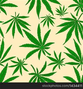 Seamless pattern with marijuana leaves. Design element for poster, card, banner, sign. Vector illustration