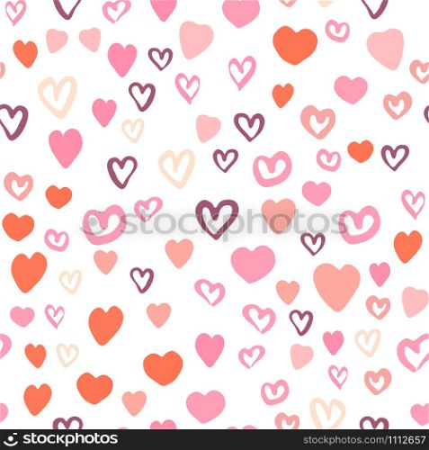 Seamless pattern with modern hearts. 14 february wallpaper. Valentines Day backdrop. Wedding template. Design for fabric, textile print, wrapping paper, children textile. Vector illustration. Seamless pattern with modern hearts. 14 february wallpaper.