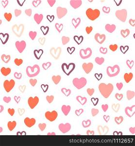 Seamless pattern with modern hearts. 14 february wallpaper. Valentines Day backdrop. Wedding template. Design for fabric, textile print, wrapping paper, children textile. Vector illustration. Seamless pattern with modern hearts. 14 february wallpaper.