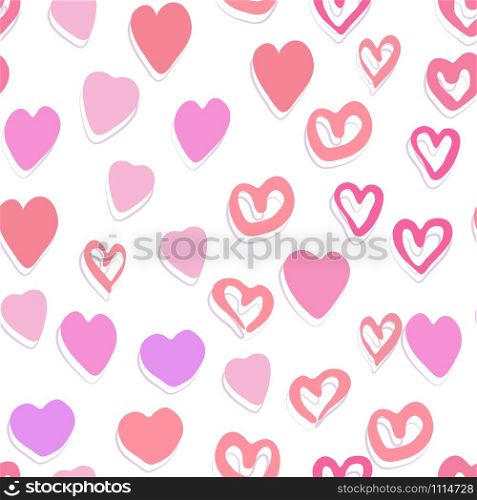 Seamless pattern with modern hearts. Valentines Day backdrop. 14 february wallpaper. Wedding template. Design for fabric, textile print, wrapping paper, children textile. Vector illustration. Seamless pattern with modern hearts. Valentines Day backdrop.