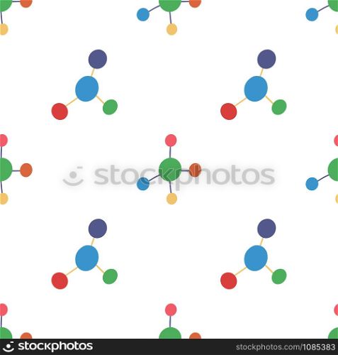 Seamless pattern with molecule for web design, wrapping paper, fabric, wallpaper, background. Decoration science, education, medical element. Abstract vector backdrop.. Seamless pattern with molecule