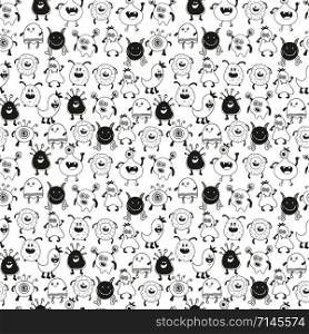 seamless pattern with monsters vector illustration. Seamless baby pattern with monsters vector illustration.
