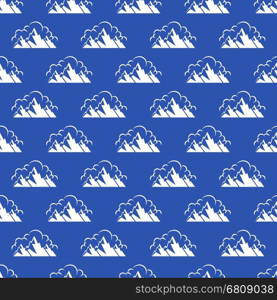 Seamless pattern with mountain and clouds. Seamless pattern with white mountain and clouds. Vector illustration