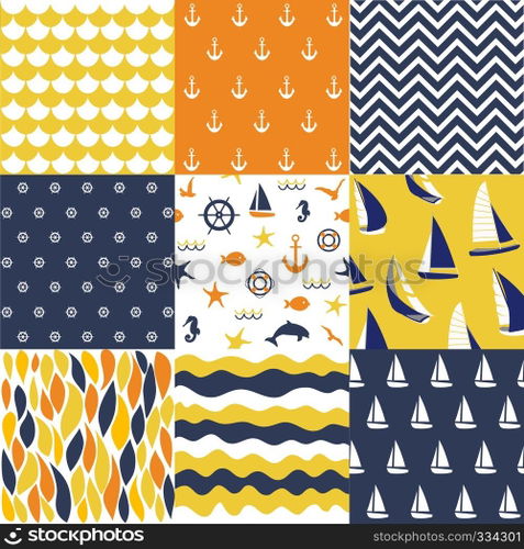 Seamless pattern with nautical elements