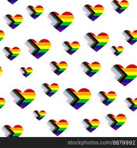 Seamless pattern with new lgbt flag, hearts, text, flower and flag. Gay pride. Pride Month. Love, freedom, support lgbtq. Seamless pattern with new lgbt flag, hearts, text, flower and flag. Gay pride. Pride Month. Love, lgbtq