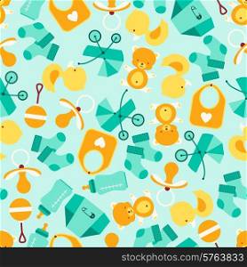 Seamless pattern with newborn baby icons.