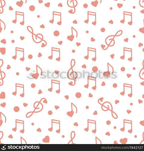 Seamless pattern with notes, hearts. Birthday, Valentine&rsquo;s day, Mother&rsquo;s Day, Father&rsquo;s day, wedding vector romantic background. Template for greeting card, design, fabric, print.