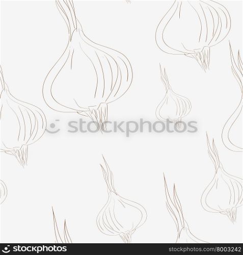 Seamless pattern with onions, diagonal composition over an ivory white background