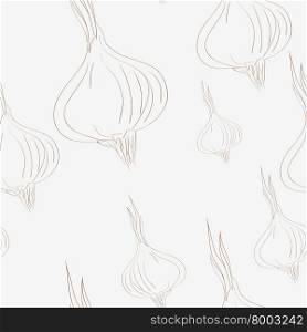 Seamless pattern with onions, diagonal composition over an ivory white background