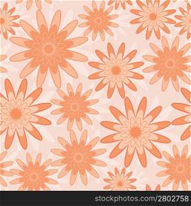 Seamless pattern with orange abstract flowers (can be repeated and scaled in any size)