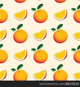 Seamless pattern with oranges and green leaves vector image