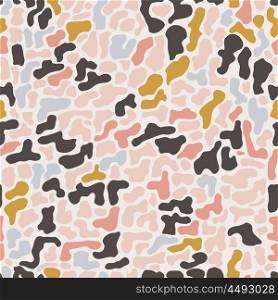 Seamless pattern with organic hand drawn rounded and stripe shapes, vector illustration