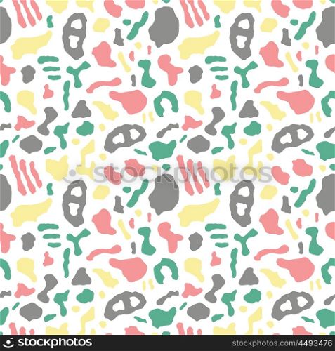 Seamless pattern with organic rounded and stripe shapes, vector illustration
