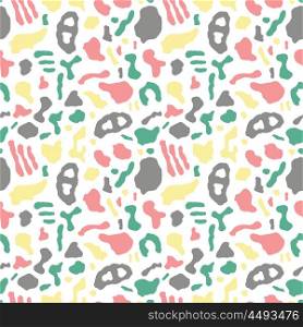 Seamless pattern with organic rounded and stripe shapes, vector illustration
