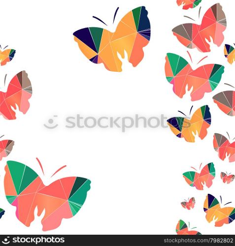 Seamless pattern with origami buttefly isolated on white background