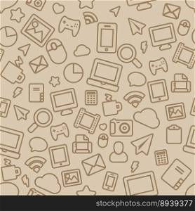 Seamless pattern with outline office icons vector image