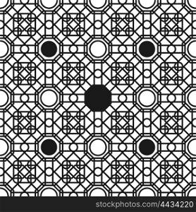Seamless pattern with overlapping geometric shapes forming abstract ornament. Vector stylish black texture. Seamless pattern with overlapping geometric shapes forming abstract ornament. Vector stylish black texture.