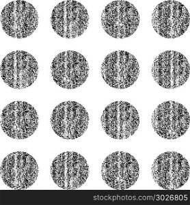 Seamless pattern with paint texture. Seamless pattern with old painted damaged texture. Black circle shape in white background. Geometrical traditional backdrop. Template swatch vector illustration graphic design element in 8 eps