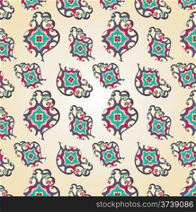 Seamless pattern with paisley and flowers. Wrapping paper for valentine&rsquo;s day. Vector illustration.