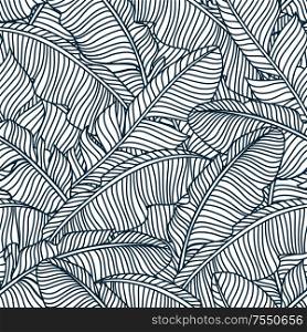 Seamless pattern with palm leaves. Decorative image of tropical foliage and plants.. Seamless pattern with palm leaves.