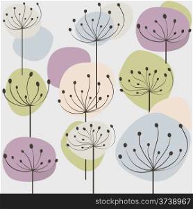 Seamless pattern with pastel dandelion flowers. Vector illustration