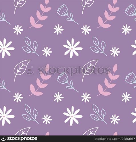 Seamless pattern with pattern of twigs and plants. Endless background for printing on fabric, textiles and packaging paper.